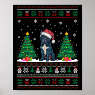 Affiche Santa Hat Cane Corso Chien Noël Lumières Arbre de
