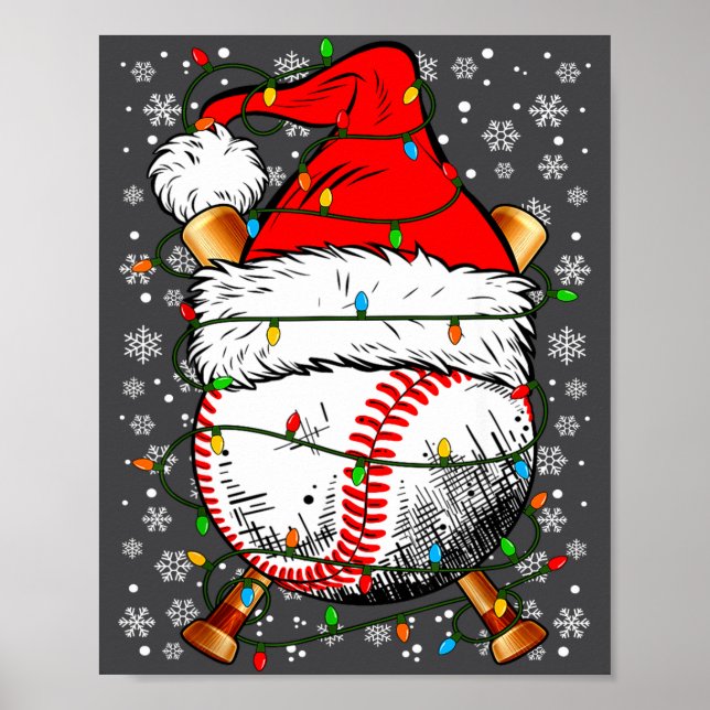 Affiche Santa Hat Christmas Baseball Player Srts For Men B (Devant)