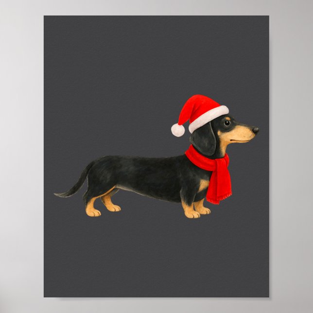 Affiche Santa Hat Dachshund Christmas Funny Cute Dog Mom  (Devant)