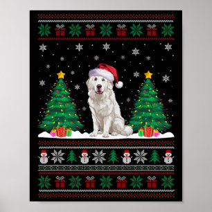 Affiche Santa Hat Great Pyrenees Chien Xmas Les lumières d