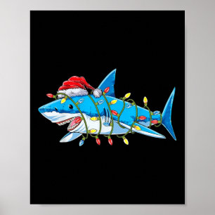 Affiche Santa Jaws Shark Christmas Lights Merry Sharkmas X