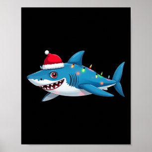 Affiche Santa Jaws Shark Christmas Lights Merry Sharkmas X