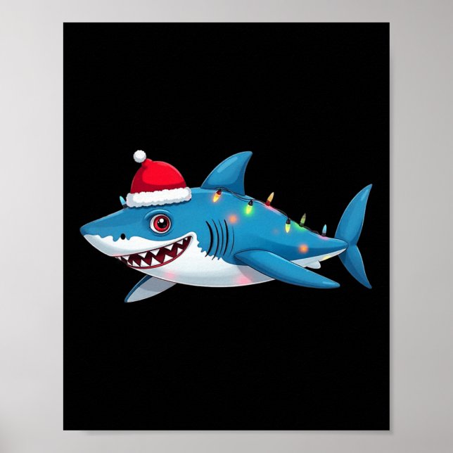 Affiche Santa Jaws Shark Christmas Lights Merry Sharkmas X (Devant)