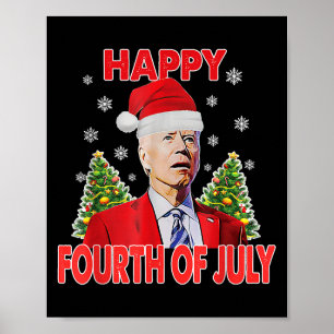 Affiche Santa Joe Biden Joyeux 4 juillet Drôle de Noël