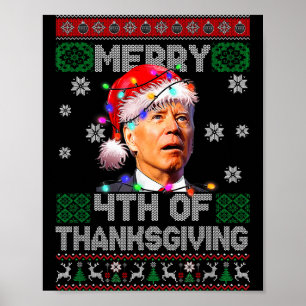 Affiche Santa Joe Biden Joyeux 4ème jour de Thanksgiving l