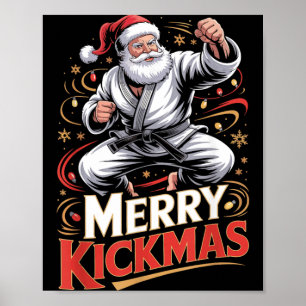 Affiche Santa MMA Karaté Joyeux Kickmas Noël dégueulasse J