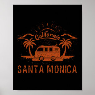 Affiche Santa Monica, Ca Californie Rétro Vintage Surf