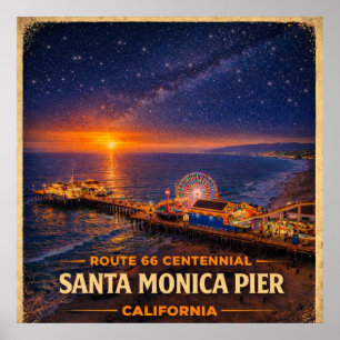 Affiche Santa Monica Pier Californie Centenaire