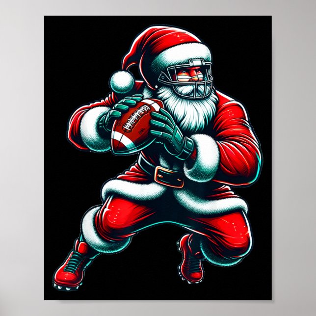 Affiche Santa Playing American Football Christmas Women Me (Devant)