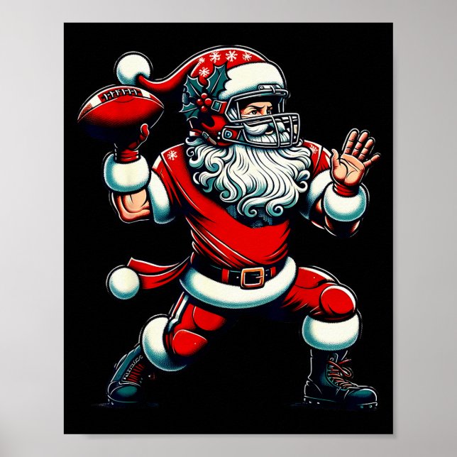 Affiche Santa Playing American Football Christmas Women Me (Devant)
