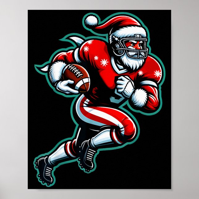 Affiche Santa Playing American Football Christmas Women Me (Devant)