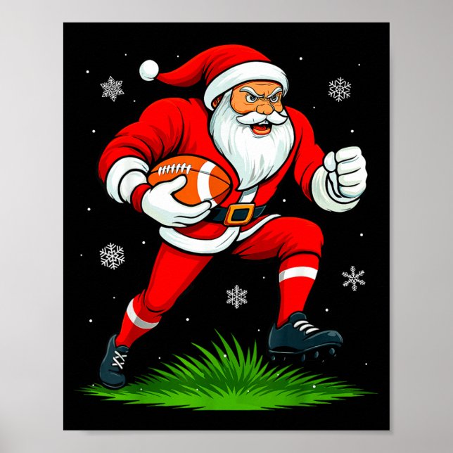 Affiche Santa Playing Football Xmas Funny Christmas Footba (Devant)