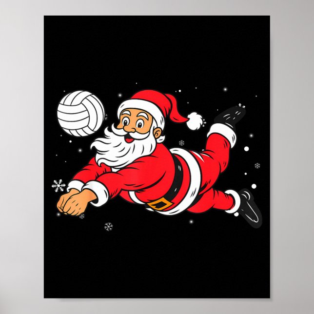 Affiche Santa Playing Volleyball Christmas Pajama Cool Srt (Devant)