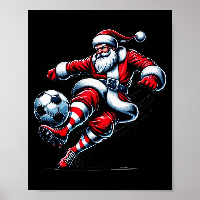 Affiche Santa Plays Soccer Christmas Srts Women Men Kids  (Devant)