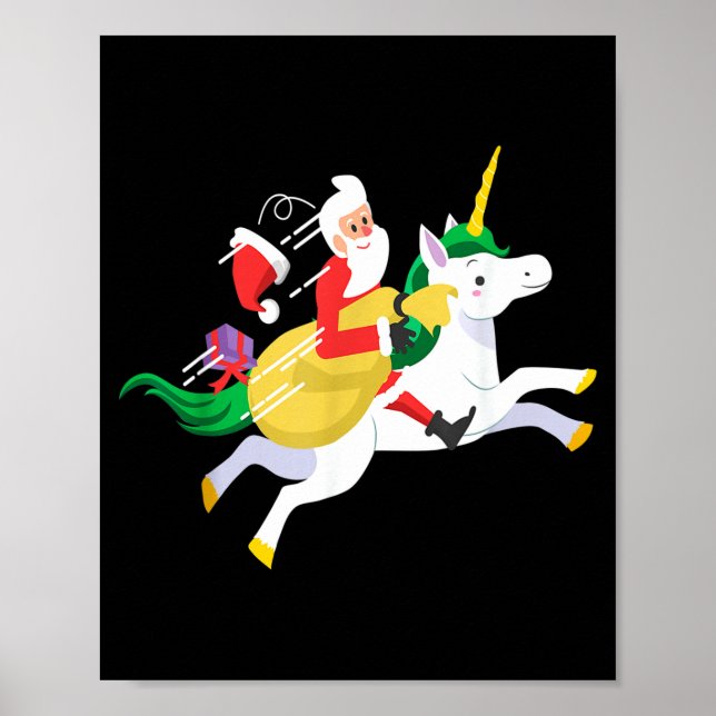 Affiche Santa Riding A Unicorn Funny Christmas Gift  (Devant)