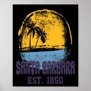 Affiche Santa Rra Californie Rétro Surfeur Vintage Plage M