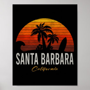 Affiche Santa Rra Californie Rétro Surfeur Vintage Plage M