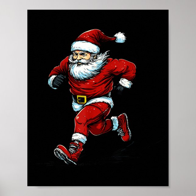 Affiche Santa Running Cross Country Xc Runner Christmas Xm (Devant)