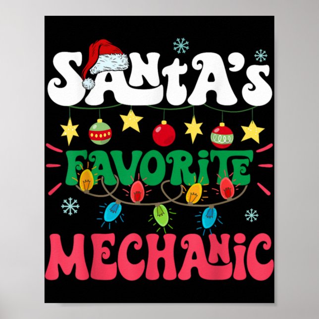 Affiche Santa S Favorite Mechanic Funny Santa Xmas Light C (Devant)