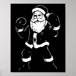 Affiche Santa Santa, Boxeur Boxe Kickboxing Noël Mar