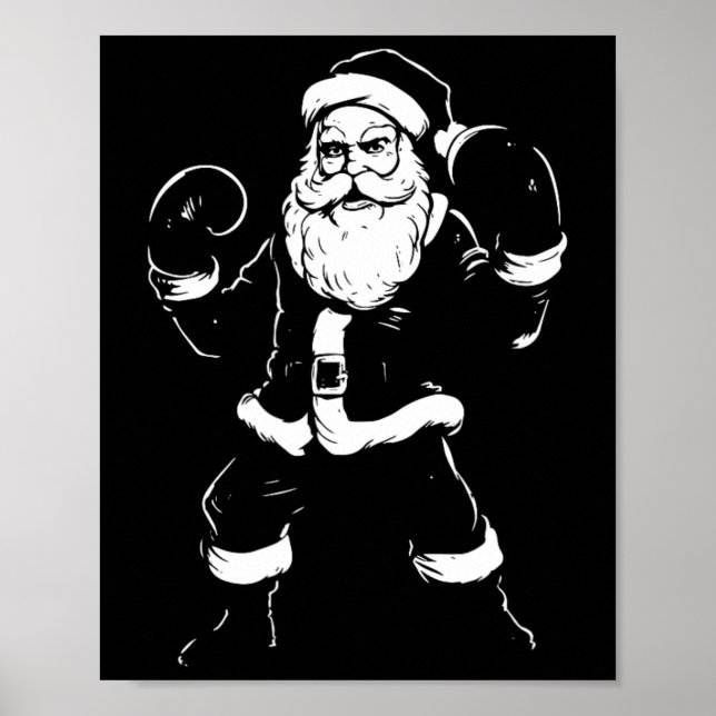 Affiche Santa Santa, Boxeur Boxe Kickboxing Noël Mar (Devant)