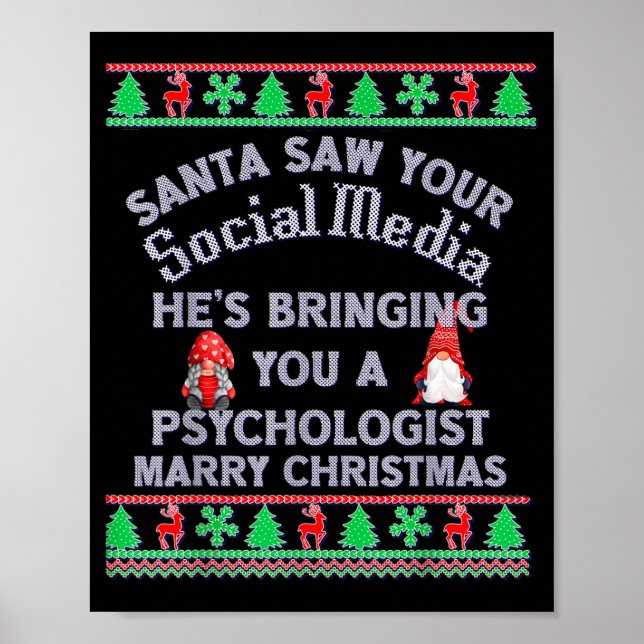 Affiche Santa Saw Your Social Media Litical Ugly Christmas (Devant)