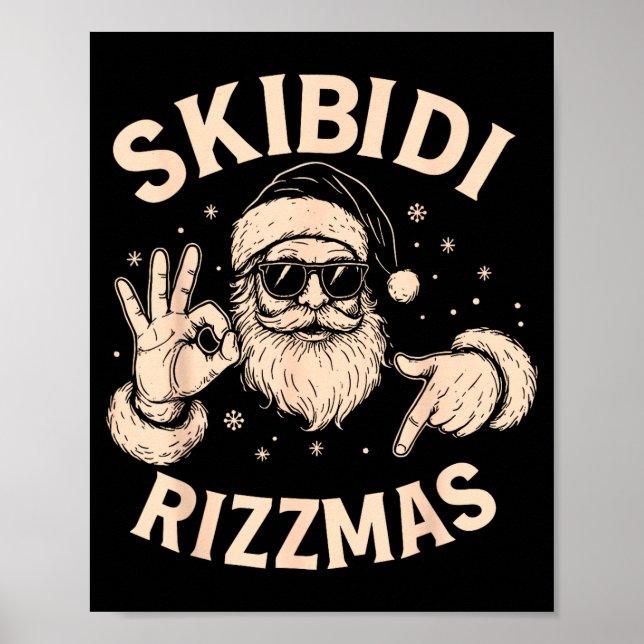 Affiche Santa Six Seven Mème 67 Signe des Mains Rizz Skibi (Devant)