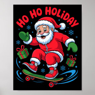 Affiche Santa Skater Amateur de Skateboard Noël Drôle X