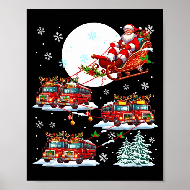 Affiche Santa Sleigh Reindeer School Buses Matching Driver (Devant)