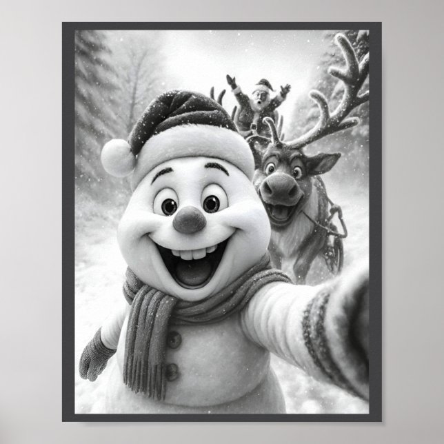 Affiche Santa Snowman Reindeer Taking A Selfie Photo Chris (Devant)