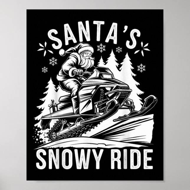 Affiche Santa Snowmobile Riding Snowmobiling Christmas  (Devant)