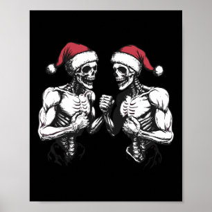 Affiche Santa Squelette Lutte Lutteur Halloween Noël