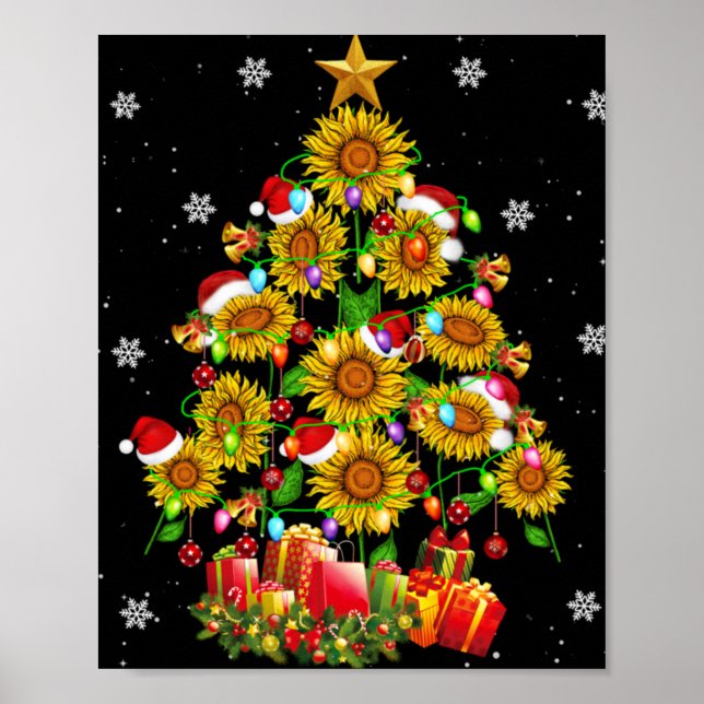 Affiche Santa Sunflower Christmas Tree Xmas Lights Santa S (Devant)