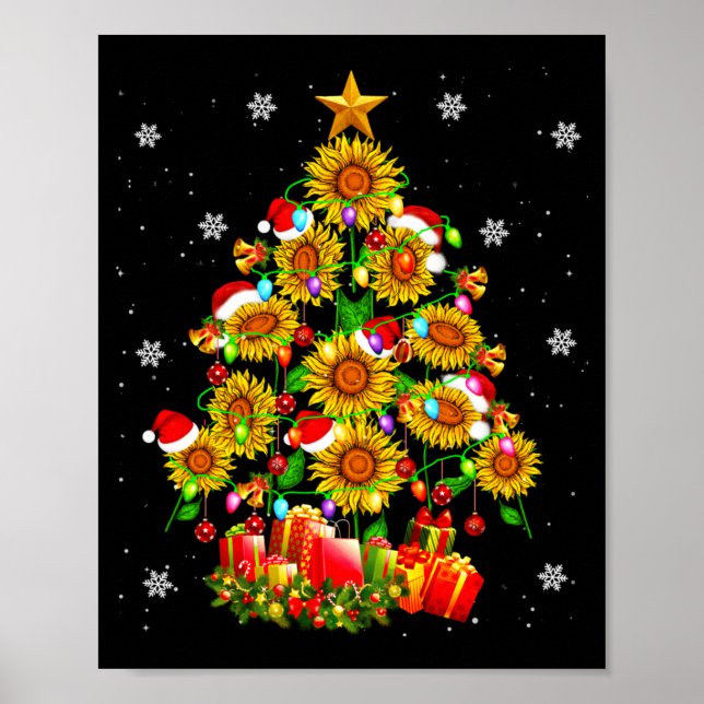 Affiche Santa Sunflower Christmas Tree Xmas Lights Santa S (Devant)