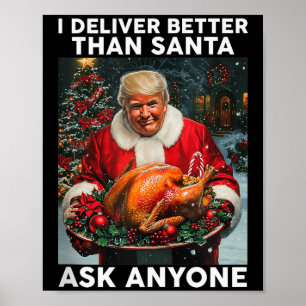 Affiche Santa Trump Dinde Noël Célébration Drôle Brun