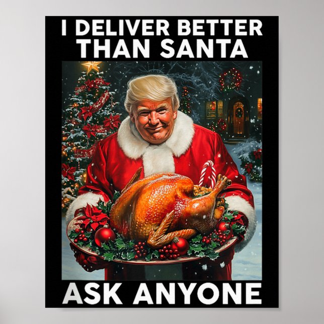 Affiche Santa Trump Dinde Noël Célébration Drôle Brun (Devant)