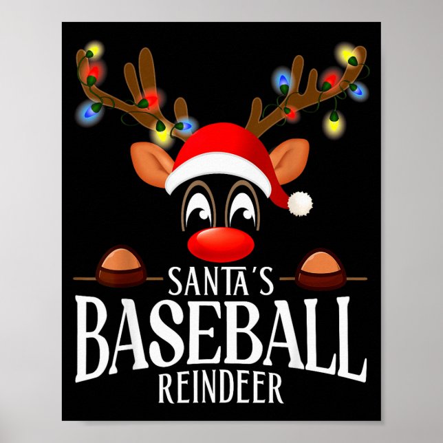 Affiche Santa's Baseball Reindeer Funny Xmas Matching Pjs  (Devant)