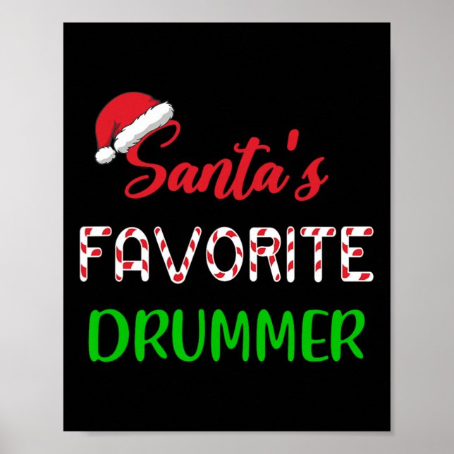 Affiche Santas Favori Drummer Cadeau Fun drum Noël Pa (Devant)