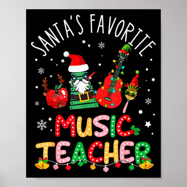 Affiche Santa's Favorite Music Teacher Christmas Santa Hat (Devant)