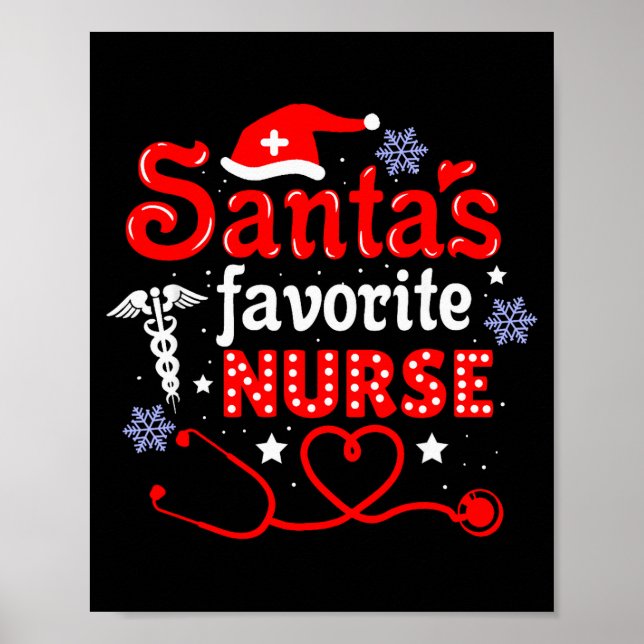 Affiche Santa's Favorite Nurse Christmas Short Sleeve  (Devant)
