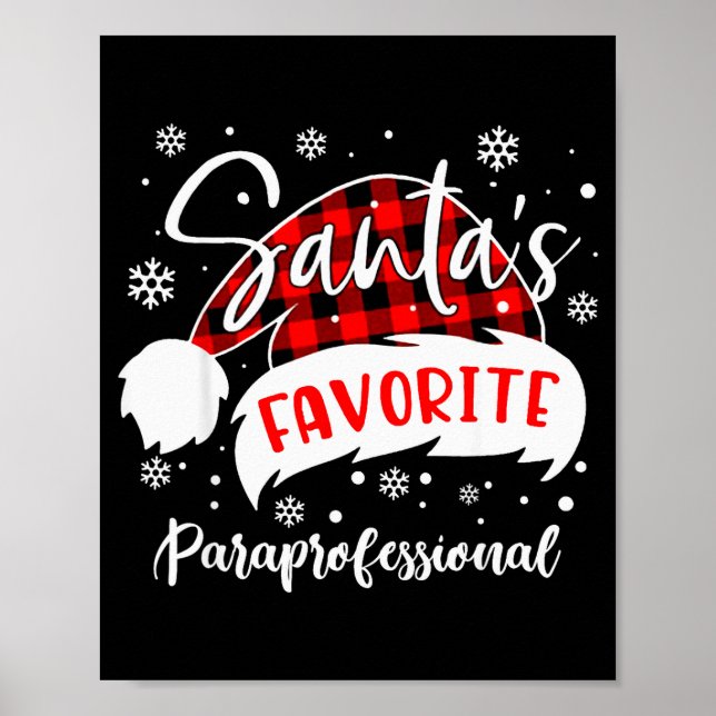 Affiche Santa's Favorite Paraprofessional Hat Flannel Chri (Devant)
