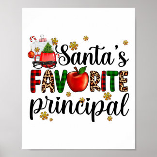 Affiche Santa's Favorite Principal Christmas Kids Boys Gir
