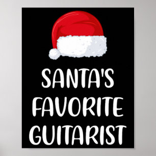 Affiche Santas Guitariste favori Noël Fun Guitare Gif