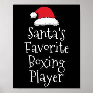 Affiche Santas Joueur favori de boxe - Noël Funny Bo