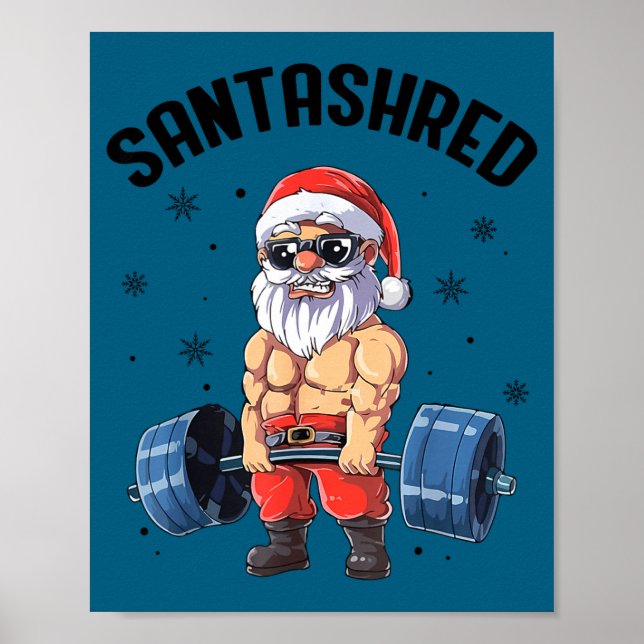 Affiche Santashred Funny Santa Meme Xmas Gym Bodybuilding  (Devant)