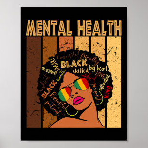 Affiche Santé mentale Afro-Africain-Américain Noir Histoir