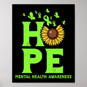 Affiche Santé mentale Lime Vert Espoir Tournesol Vintage A
