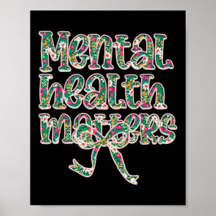 Affiche Santé Mentale Rétro S Floral Coquette Ou