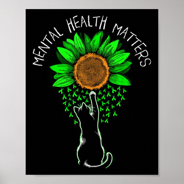 Affiche Santé mentale S Chat Sensibilisation Fleur Femmes  (Devant)