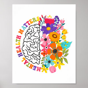 Affiche Santé mentale S Floral Maladie cérébrale humaine S